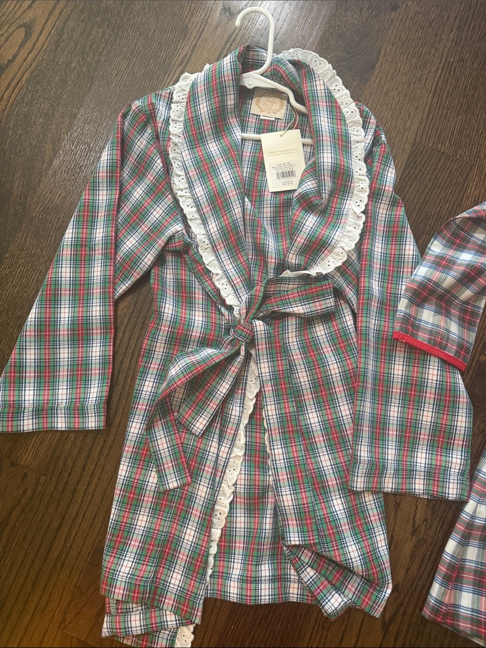 The Beaufort Bonnet Company Red & Green Plaid Lace-Trim Girls' Robe